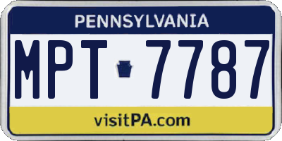 PA license plate MPT7787