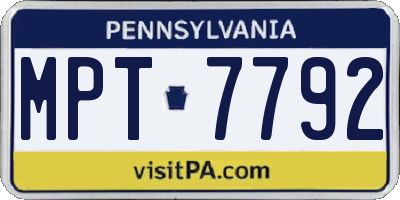 PA license plate MPT7792