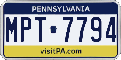 PA license plate MPT7794
