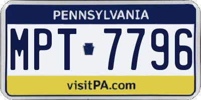 PA license plate MPT7796
