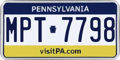 PA license plate MPT7798
