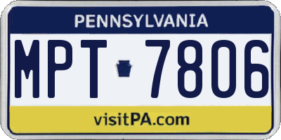 PA license plate MPT7806