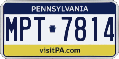 PA license plate MPT7814