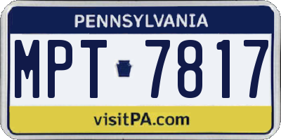 PA license plate MPT7817
