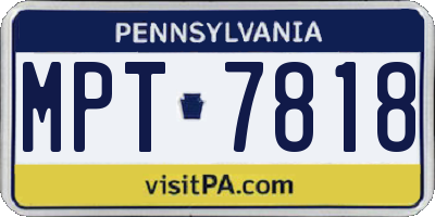 PA license plate MPT7818