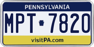 PA license plate MPT7820