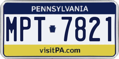 PA license plate MPT7821