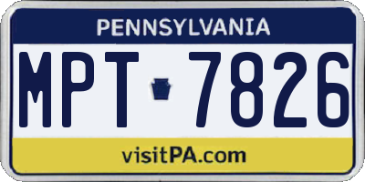 PA license plate MPT7826