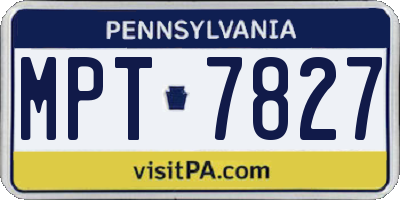 PA license plate MPT7827