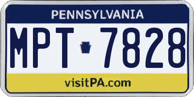 PA license plate MPT7828