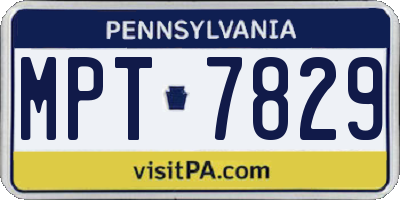 PA license plate MPT7829
