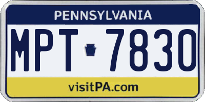 PA license plate MPT7830