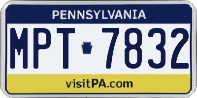 PA license plate MPT7832