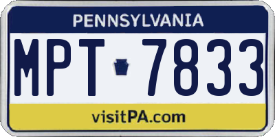 PA license plate MPT7833