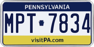 PA license plate MPT7834