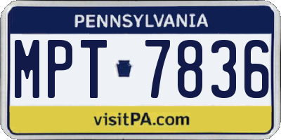 PA license plate MPT7836