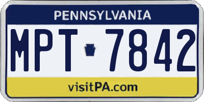 PA license plate MPT7842