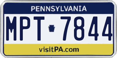 PA license plate MPT7844
