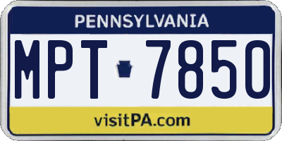 PA license plate MPT7850