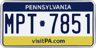 PA license plate MPT7851