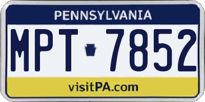 PA license plate MPT7852