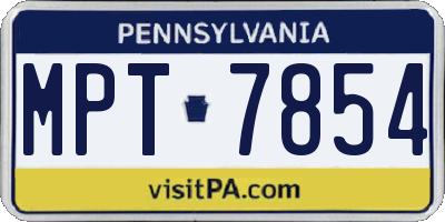 PA license plate MPT7854