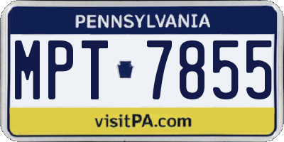 PA license plate MPT7855