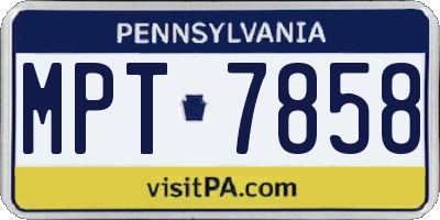 PA license plate MPT7858