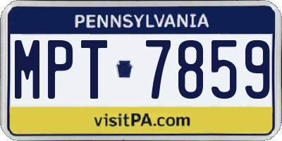 PA license plate MPT7859
