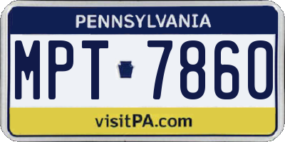 PA license plate MPT7860