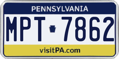 PA license plate MPT7862