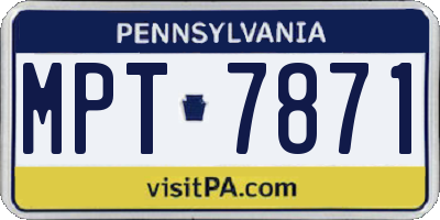 PA license plate MPT7871