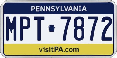 PA license plate MPT7872