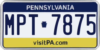PA license plate MPT7875