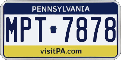 PA license plate MPT7878