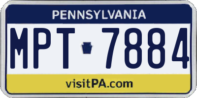 PA license plate MPT7884