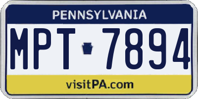 PA license plate MPT7894