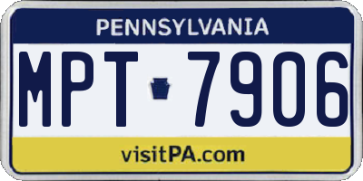PA license plate MPT7906