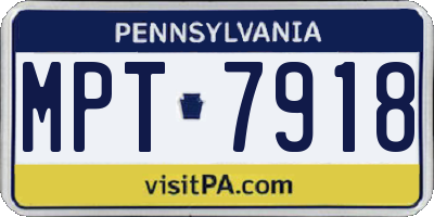 PA license plate MPT7918