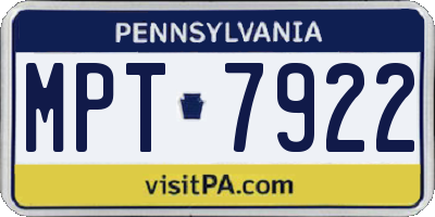 PA license plate MPT7922