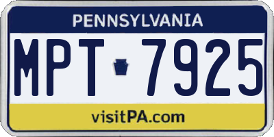 PA license plate MPT7925