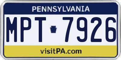 PA license plate MPT7926