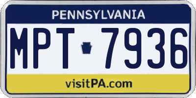 PA license plate MPT7936
