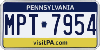 PA license plate MPT7954