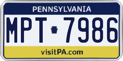 PA license plate MPT7986
