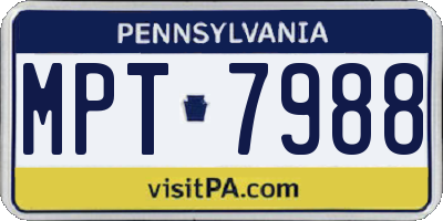 PA license plate MPT7988