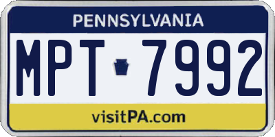 PA license plate MPT7992