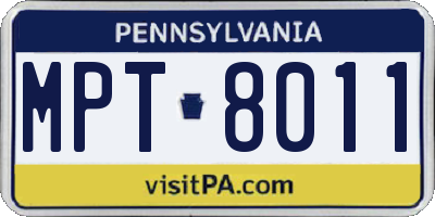 PA license plate MPT8011