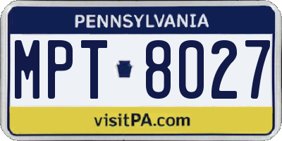 PA license plate MPT8027