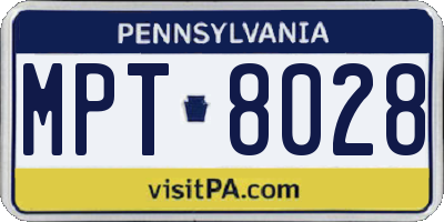 PA license plate MPT8028